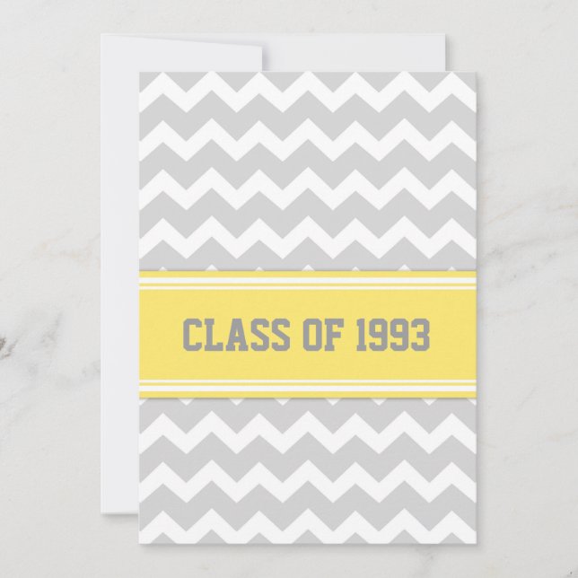 Class Reunion Invitations Gray Lemon Chevron (Front)