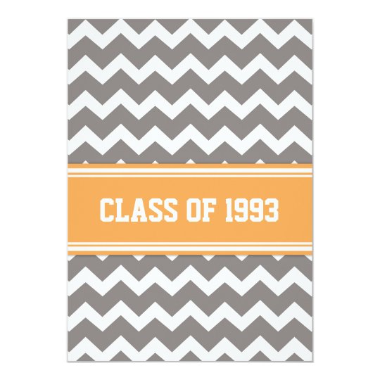 Class Reunion Invitations Gray Orange Chevron