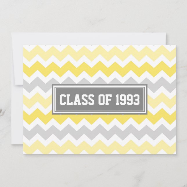 Class Reunion Invitations Gray Yellow Chevron (Front)