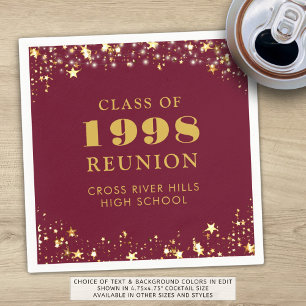 Class Reunion Maroon Gold Personalized Napkins