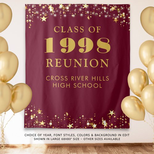 Class Reunion Maroon Gold Photo Booth Backdrop