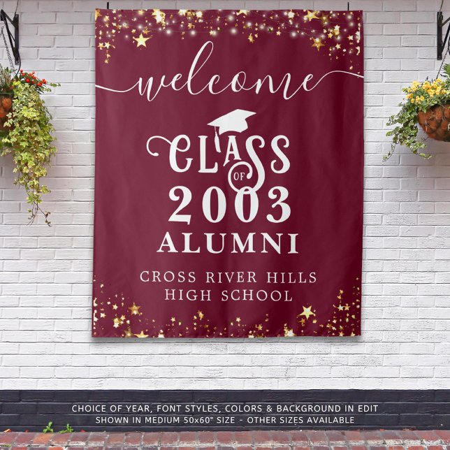 Class Reunion Maroon Welcome Class Year Alumni Tapestry (Creator Uploaded)