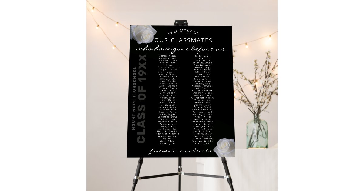 Class Reunion Memorial Sign In Memory of Classmate | Zazzle