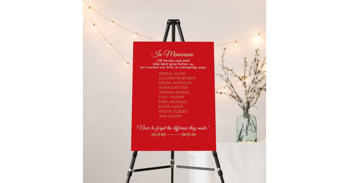 Memorial Staff Tribute Foam Board