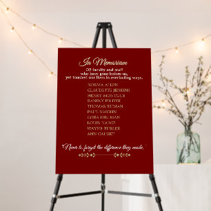 Class Reunion Memorial Staff Tribute Foam Board