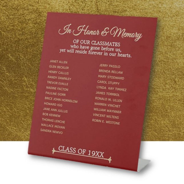 Class Reunion Memorial Tribute  Pedestal Sign (Creator Uploaded)