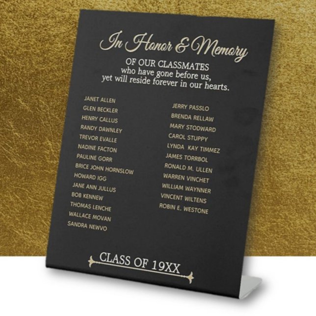 Class Reunion Memorial Tribute  Pedestal Sign (Creator Uploaded)
