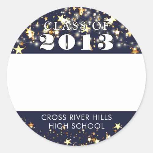 Class Reunion Name Navy Blue Gold Stars Name Tags
