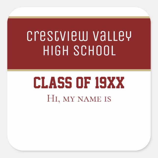 Class Reunion name stickers (Front)