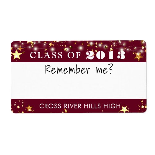 Class Reunion Name Tag Maroon Gold Stars