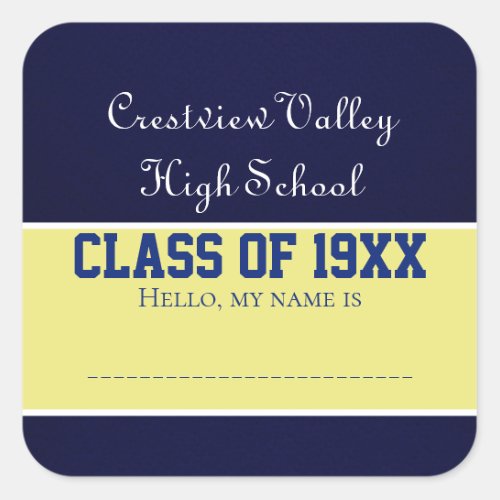 Class reunion name tag stickers