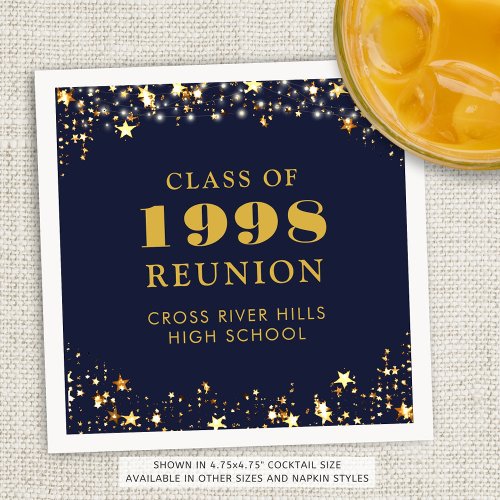 Class Reunion Navy Blue Gold Personalized Napkins