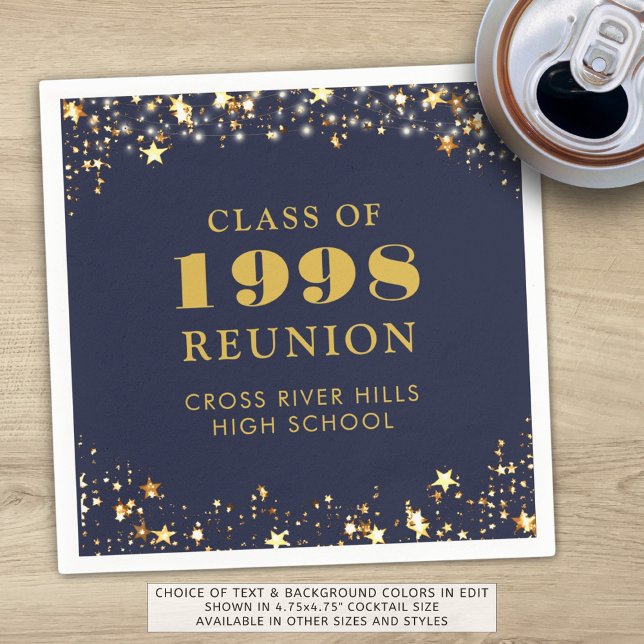 Class Reunion Navy Blue Gold Personalized Napkins (Creator Uploaded)