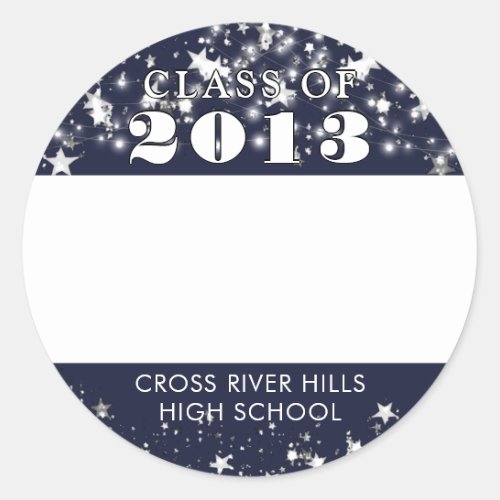 Class Reunion Navy Blue Silver Stars Name Tags