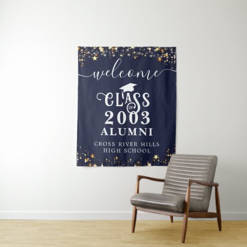 Class Reunion Navy Blue Welcome Class Year Alumni Tapestry