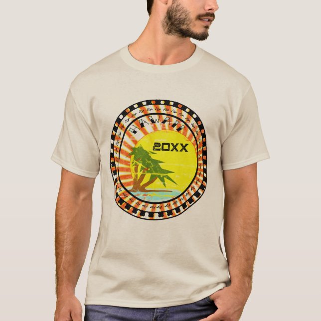 Class Reunion or Spring Break Hawaii Palm Tree Sun T-Shirt (Front)