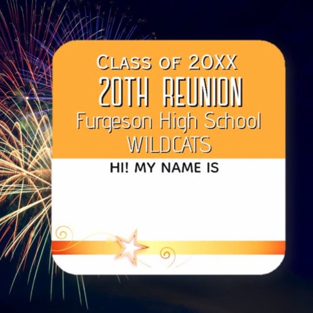 Class Reunion ORANGE Name tag Sticker (Creator Uploaded)