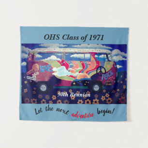 Class Reunion Photo Booth Backdrop Hippie theme