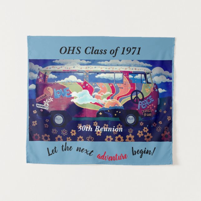 Class Reunion Photo Booth Backdrop Hippie theme (Front (Horizontal))