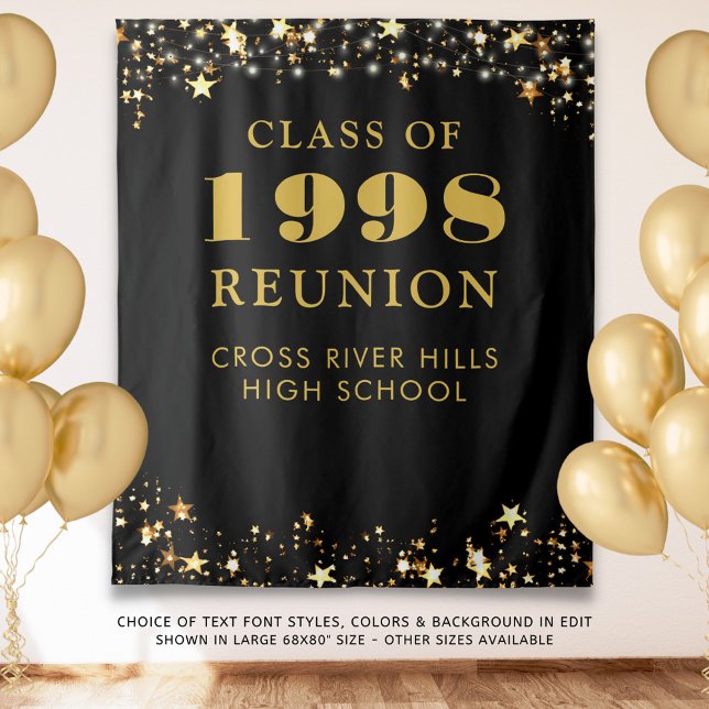Class Reunion Photo Booth Black Gold Backdrop (Creator Uploaded)