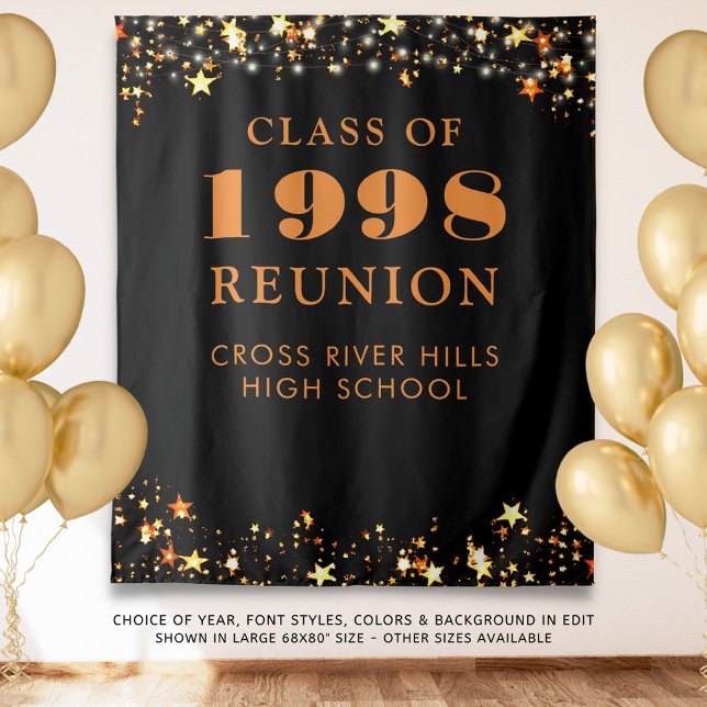 Class Reunion Photo Booth Black Orange Backdrop (Creator Uploaded)