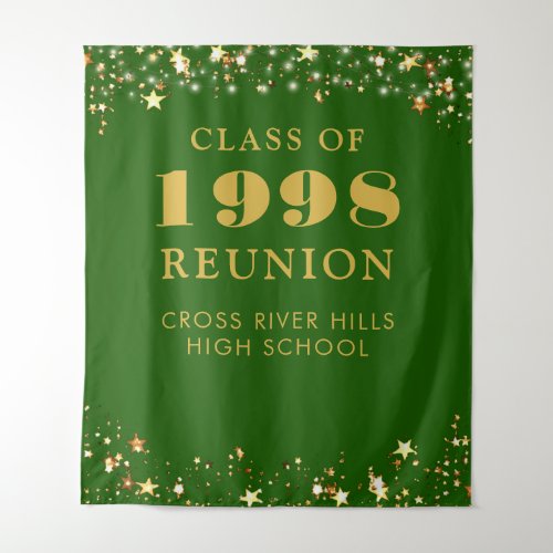 Class Reunion Photo Booth Green Gold Backdrop