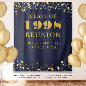Class Reunion Photo Booth Navy Blue Gold Backdrop