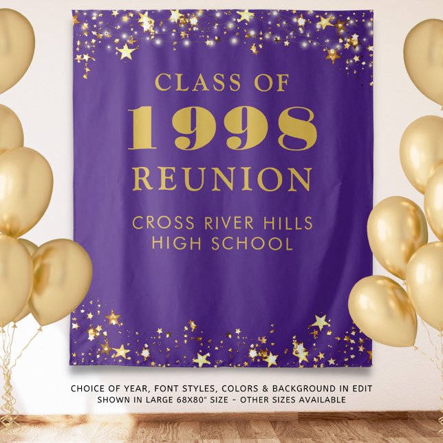 Class Reunion Photo Booth Purple Gold Backdrop (Creator Uploaded)