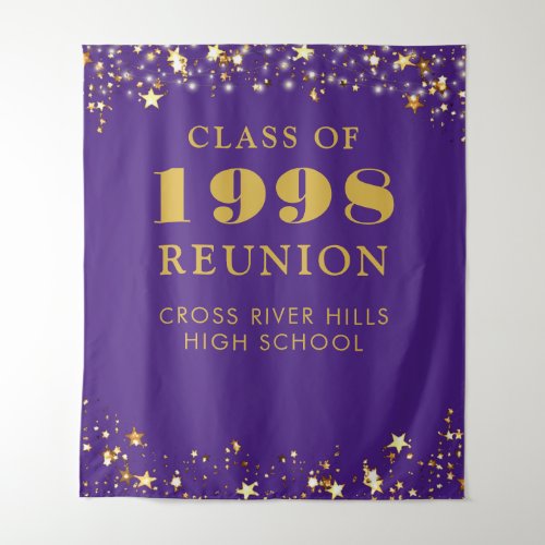 Class Reunion Photo Booth Purple Gold Backdrop
