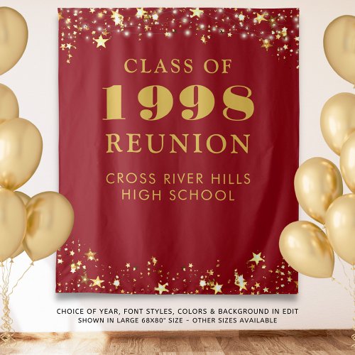 Class Reunion Photo Booth Red Gold Backdrop
