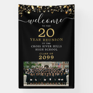 Class Reunion Photo Welcome Black Gold Banner