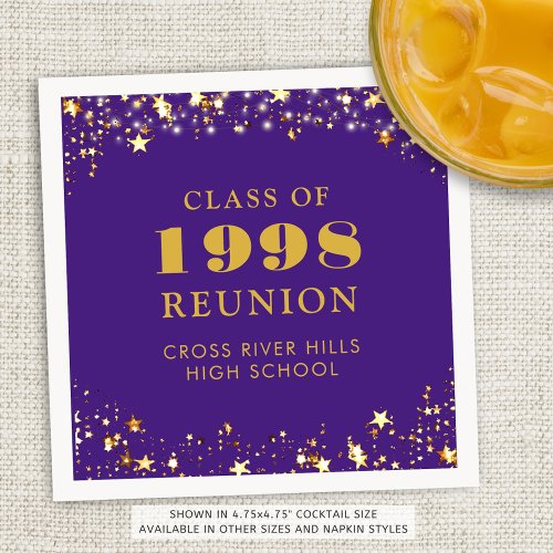 Class Reunion Purple Gold Personalized Napkins