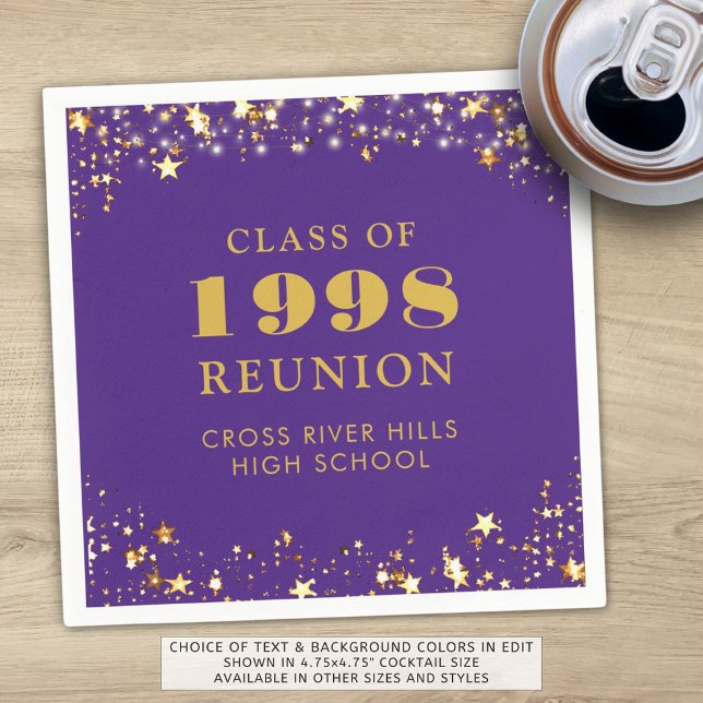 Class Reunion Purple Gold Personalized Napkins (Creator Uploaded)