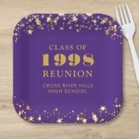 Class Reunion Purple Gold Stars Personalized