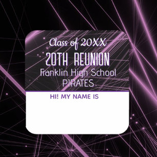 Class Reunion purple Name tag Sticker