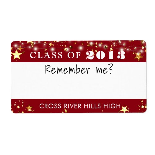 Class Reunion Red Gold Stars Name Tag