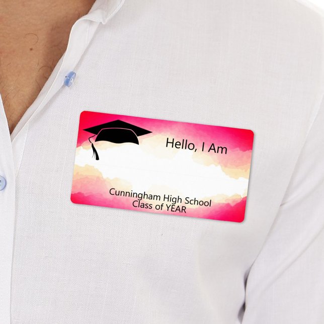 Class Reunion Red Watercolor Name Tag (Creator Uploaded)