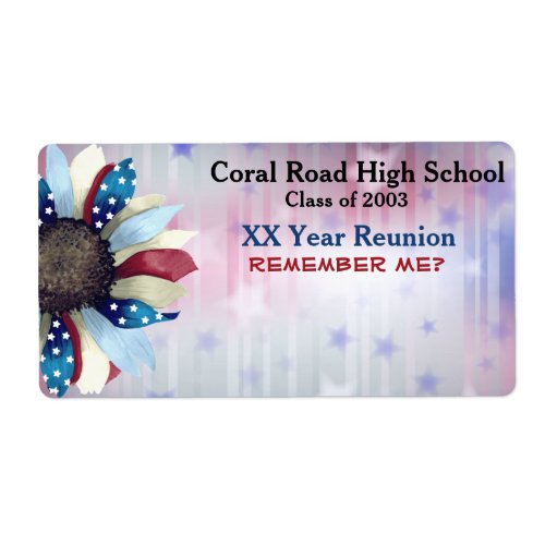Class Reunion Red White Blue Paper Name Tag