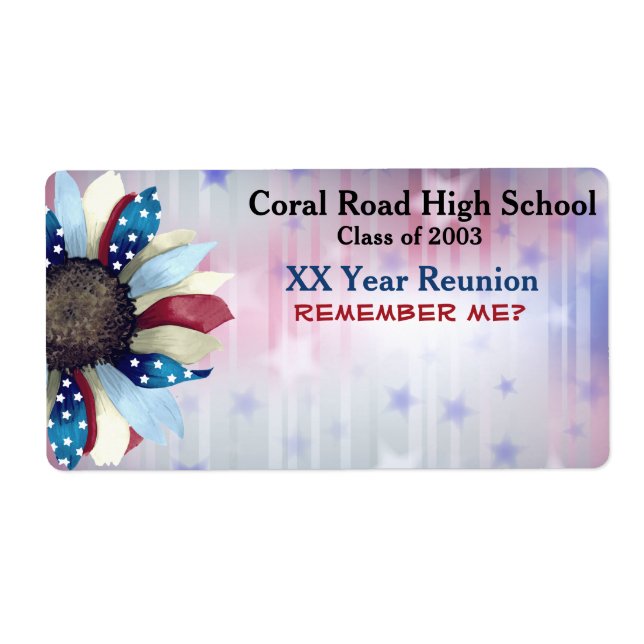 Class Reunion Red White Blue Paper Name Tag (Front)