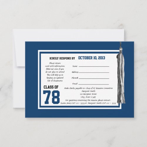Class Reunion Response Card Custom Announcements