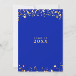 Class Reunion Royal Blue Gold Star Lights Any Year Invitation | Zazzle