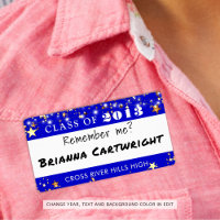 Class Reunion Royal Blue Gold Stars Name Tag
