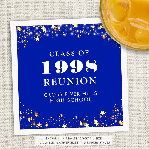 Class Reunion Royal Blue Gold White Personalized Napkins