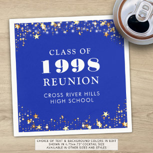 Class Reunion Royal Blue Gold White Personalized Napkins