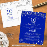 Class Reunion Royal Blue Stars Lights Any Year Postcard<br><div class="desc">Modern and elegant class reunion postcard invitation for any year reunion (shown for a 10 Year) featuring silver stars and lights, elegant handwritten script typography and a custom color background (shown in royal blue) that you can change to your school color or party theme color. All text is editable to...</div>