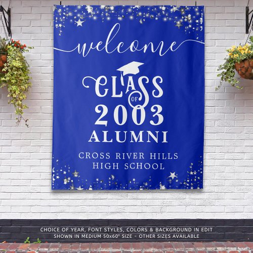 Class Reunion Royal Blue Welcome Class Year Alumni Tapestry