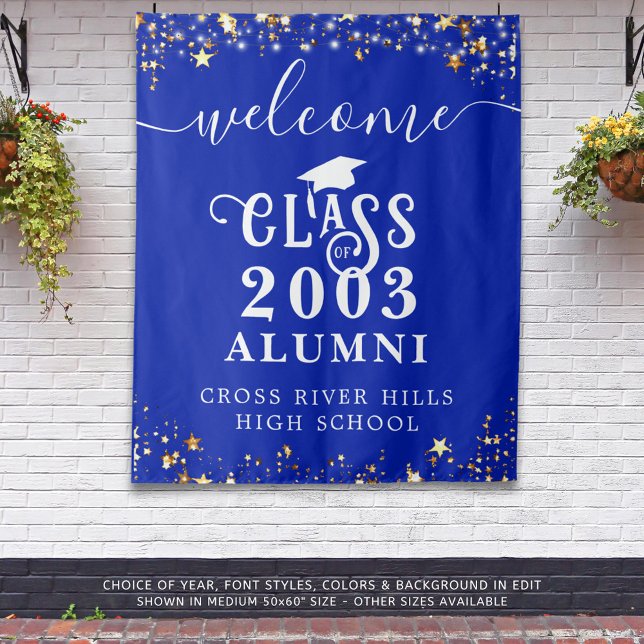 Class Reunion Royal Blue Welcome Class Year Alumni Tapestry (Creator Uploaded)