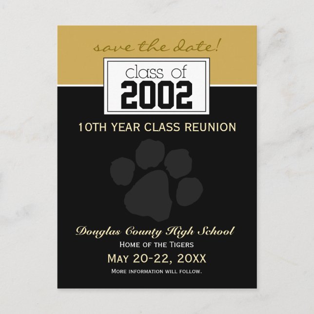 Class Reunion Save-the-Date Announcement (black) Postcard (Front)