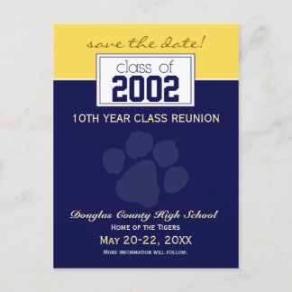 Class Reunion Save-the-Date Announcement (blue) Postcard