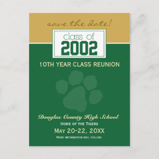 Class Reunion Save-the-Date Announcement (green) Postcard